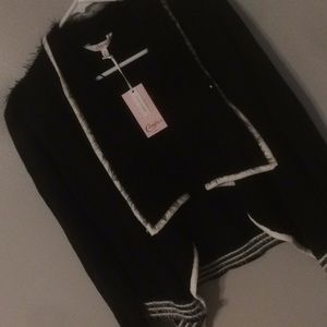 Black and white nit (fuzzy) sweater